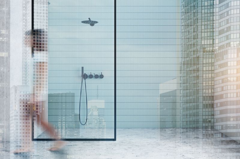 Corner Shower with Modern Tiles